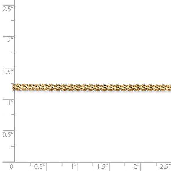 2.5mm, 14k Yellow Gold, Flat Wheat Chain Necklace, 18 Inch